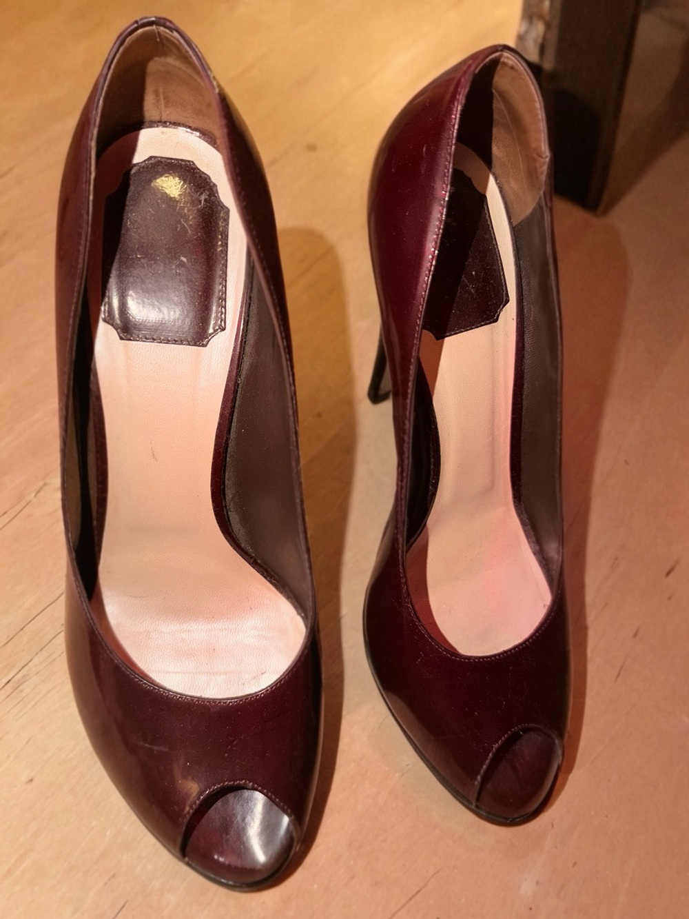 Dior Brown Peep-Toe Stiletto Pumps